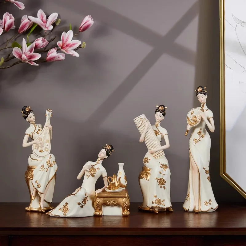 

Chinese Lady resin statues home decoration Arts ornaments Zen retro living room foyer table decoration character sculpture gifts