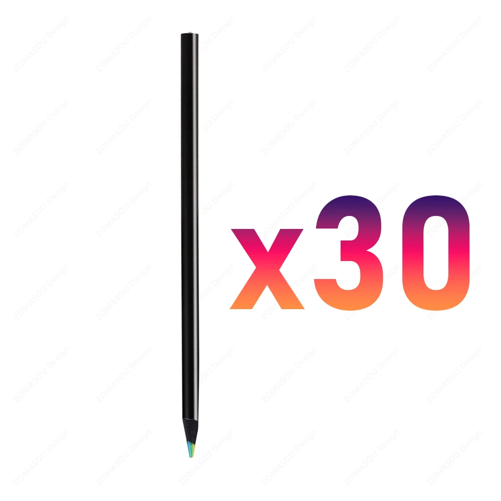 1-300 قطعة قلم رسم قوس قزح ملون من الخشب الأسود أق...