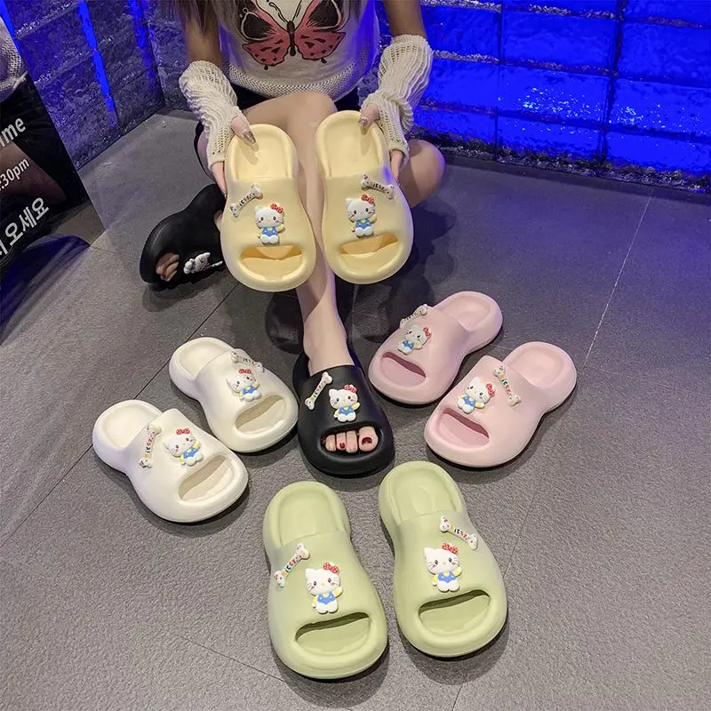 

Sanrio Kawaii Hello Kitty Sandal Anime Cute Cartoon New Summer Eva Anti Slip Versatile One Line Drag Thick Bottom for Home Use