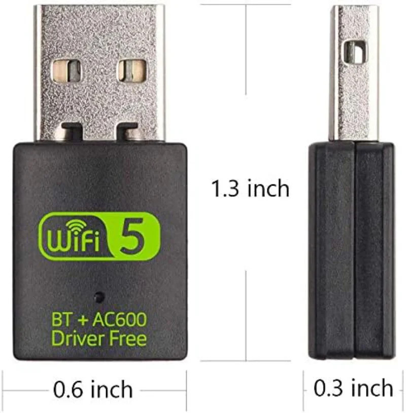 Hannord 2 in 1 듀얼 밴드 USB 와이파이 블루투스 어댑터, 무료 드라이브, 와이파이 5 동글 네트워크 무선 WLAN 리시버, 600Mbps, 2.4, 5Ghz