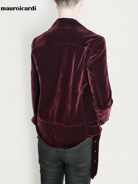 Mauroicardi Spring Autumn Short Black Soft Cool Velvet Biker Jacket for Men Runway Mens Designer Clothes Fashion Luxury 2022 2