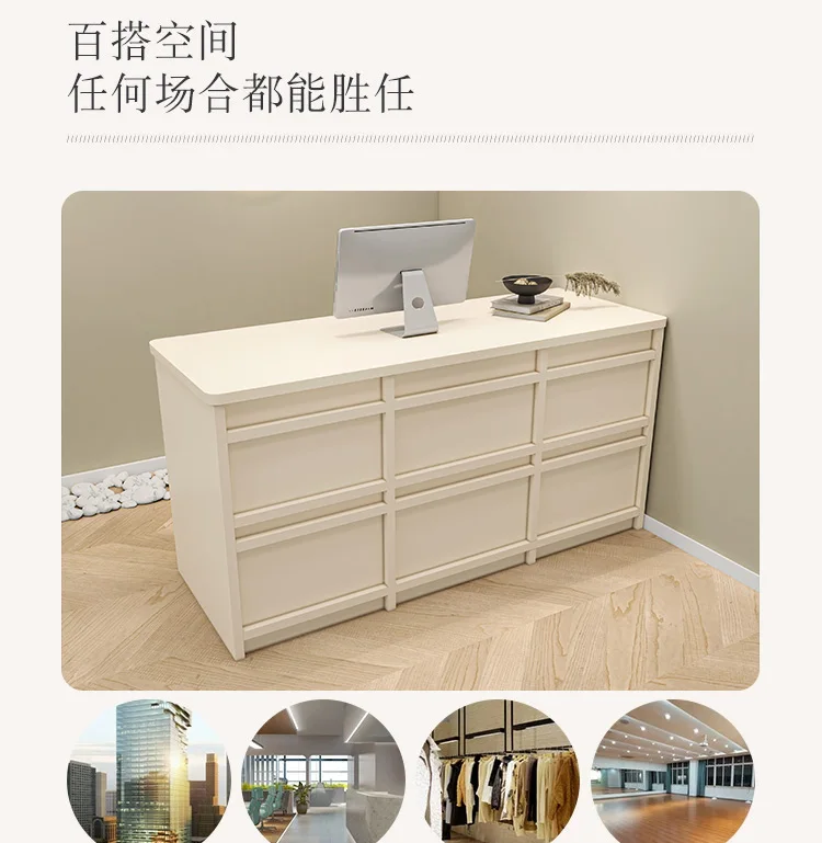 Description Picture 4 of itemSmall Counter Beauty Reception Desk Wooden Office Modern Simple Reception Desk Console Table Bar Meuble Comptoir Furniture