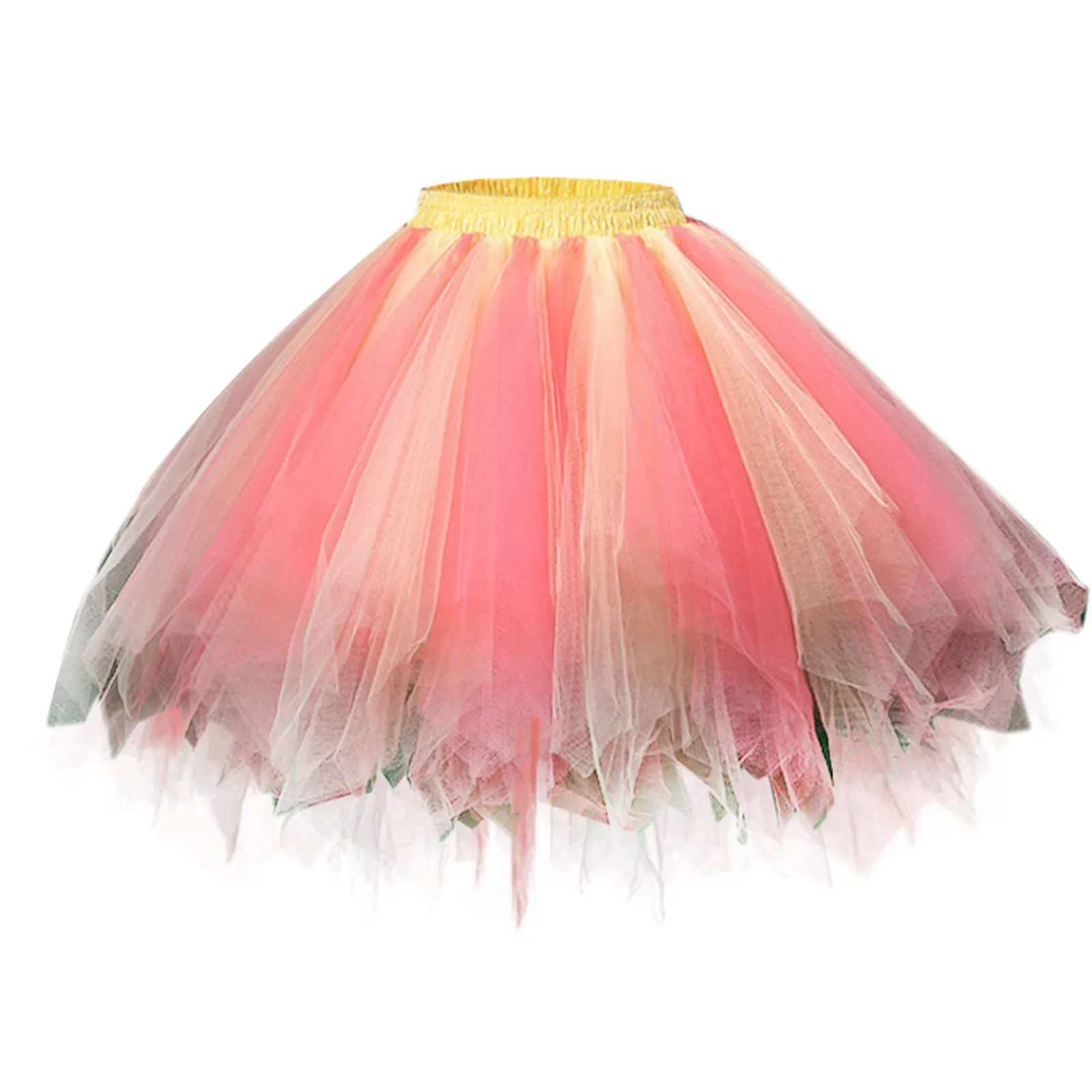 

Women'S Candy Color Multicolor Skirt Support Half Body Puff Petticoat Colorful Short Skirt Rainbow Women'S Princess Petticoat