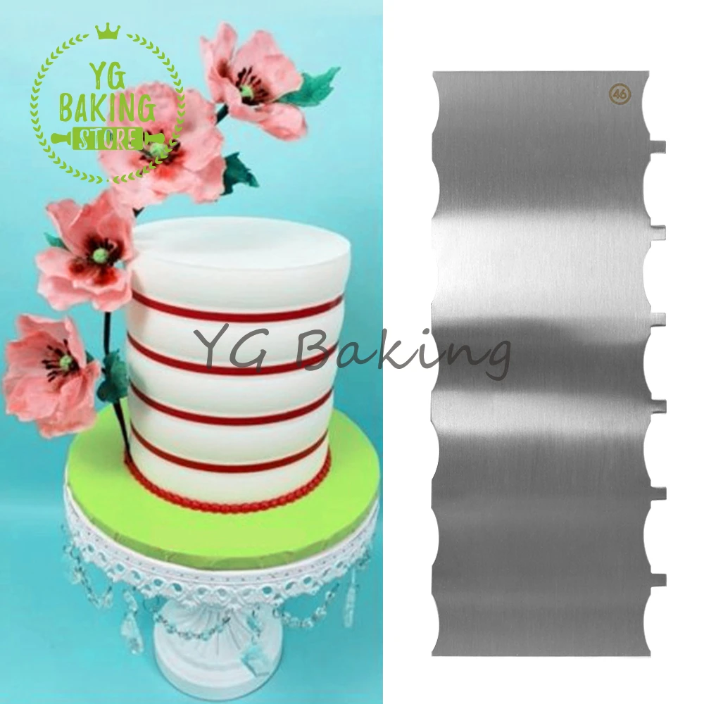 

New Double Side Wavy Tooth Shape Cake Stainless Steel Cake Scraper Comb Pastry Supplies Chocolate Smoother Spatulas Bakeware