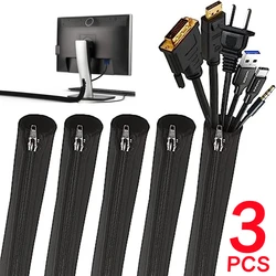 1/3Pcs Zipper Cable Sleeve Flexible Nylon Cable Harness Line Sheath Cord Organizer Wire Wrap Management Cord Hider Protector