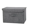 Washable Cotton Linen Fabric Folding CD Storage Box Foldable Bins Toys Organizer With Lid Storage Basket Laundry Basket 6