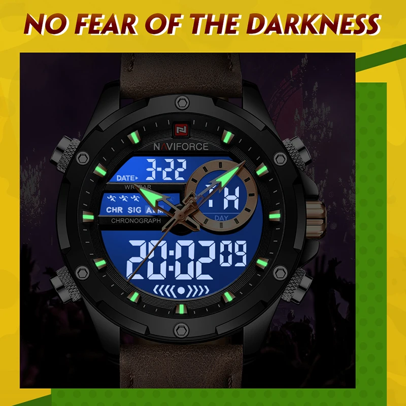 NAVIFORCE جديد ساعات رجالية الأعمال جلد طبيعي كوار...