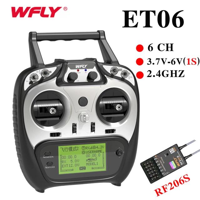 WFLY ET06 Sender 2,4 GHz Fernbedienung 6CH mit RF206S Empfänger