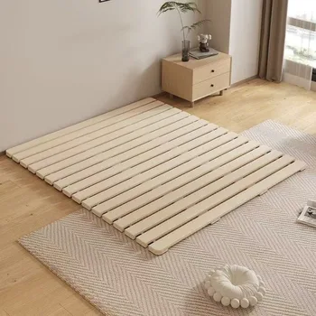Bedroom solid wood tatami thickened waist bed frame folding bed board breathable shelf moisture-proof skeleton mattress