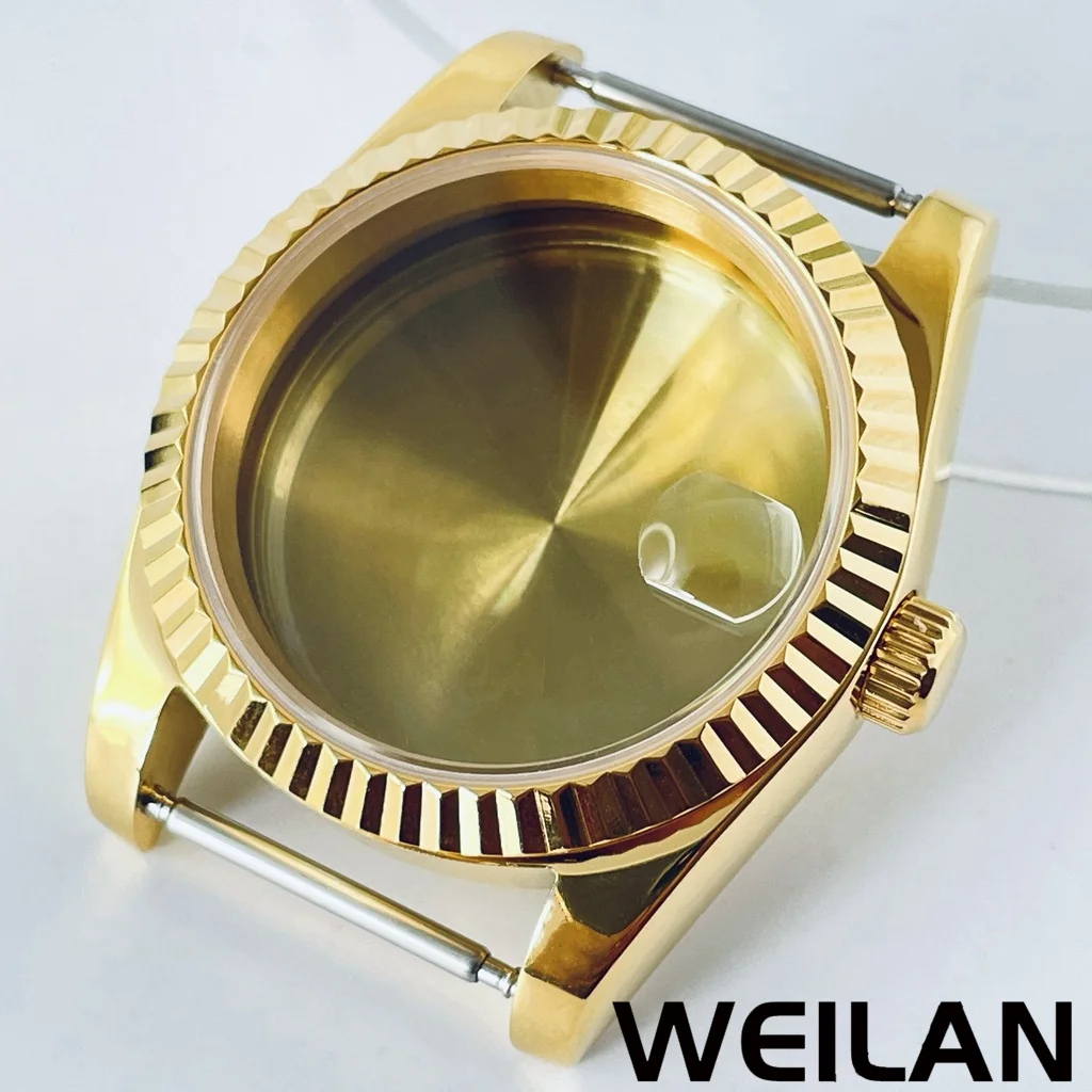 Premium Silver & Gold Waterproof Watch Case with Sapphire Crystal