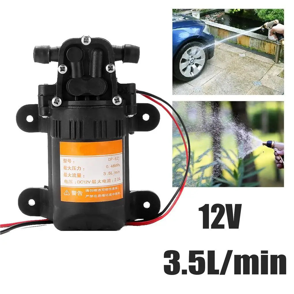 

DC 12V Water Pump 35W Self Priming 3.5L Min Diaphragm Pumps Shorkproof Sprayer for Garden Watering Marine Boat