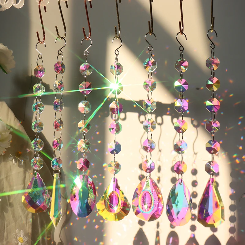 Prism Suncatcher, Hanging Window Crystals, Rainbow Light Catcher,Crystal Sun Catcher, Summer Gift, Octagon Beads