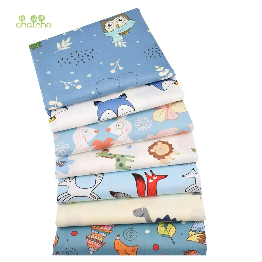 Chainho,Printed Twill Weave Cotton Fabric,DIY Sewing Quilting Material,Patchwork Cloth,Cartoon Series,2 Sizes,15C93