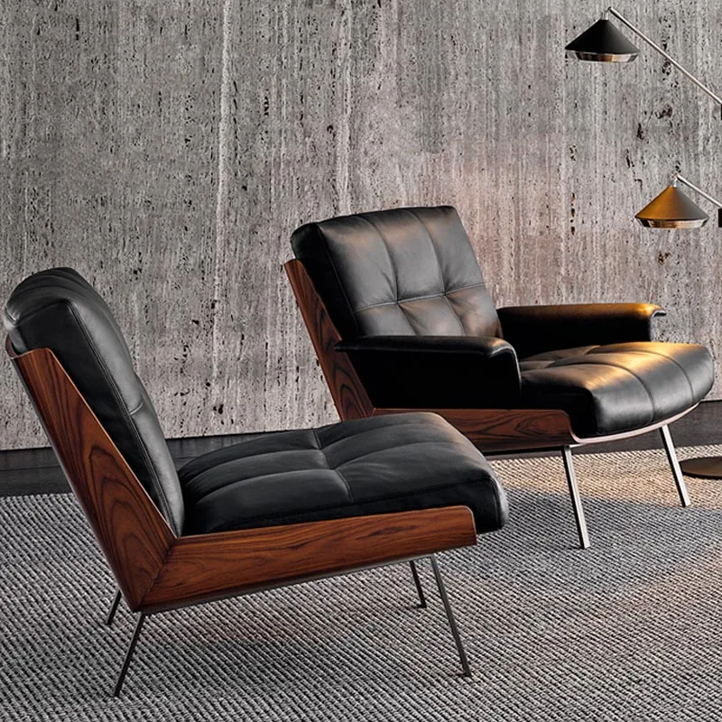 Nero Chaise Longue Divano In Pelle Componibile Confortevole Divano Singolo Di Design Insolito Adulti Canape Salon Camera Da Letto Mobili