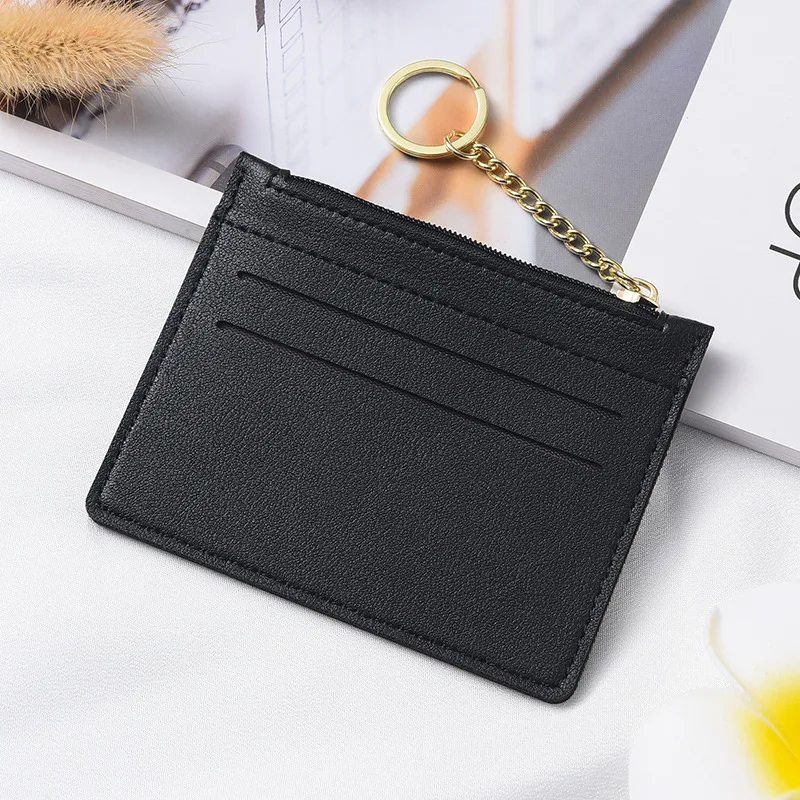 New Chain Fashion Ladies Bank Card Holder Coin Purses Designer Women Purse Zipper Design Men Wallet Mini Purse Unisex Bags C021