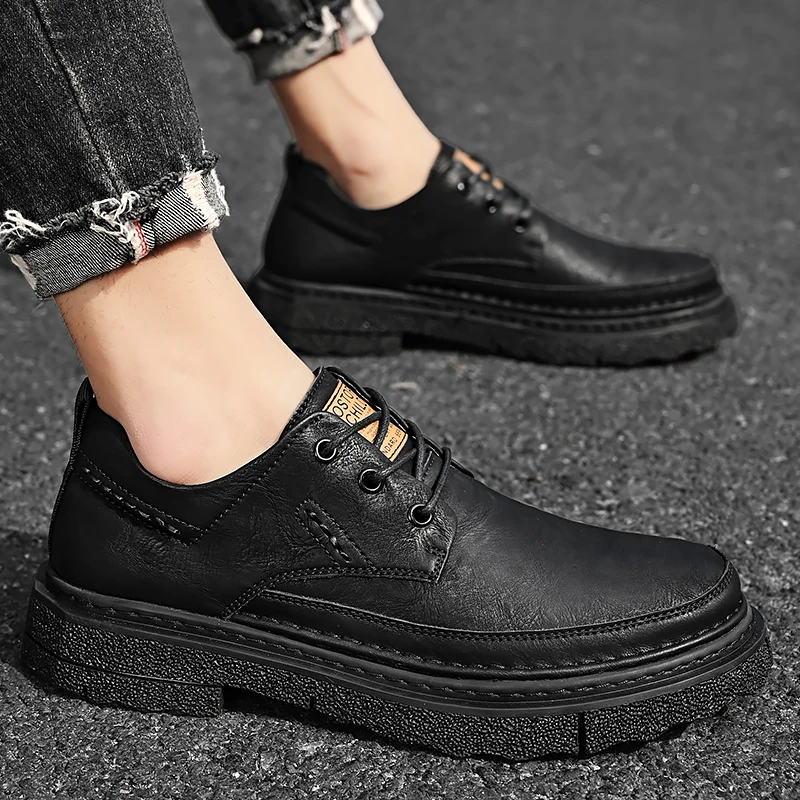 

Genuine Leather Cowhide Men Shoes lace up oxfords Convenient Retro Comfortable Casual Shoes for Men Casual Work office men Shoes