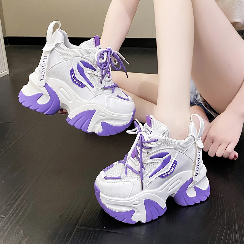 

Autumn Fashion Sneakers For Women 11CM Platform Chunky Casual Shoes High Quality Woman Tenis Female Walking Trainers Thick Sole