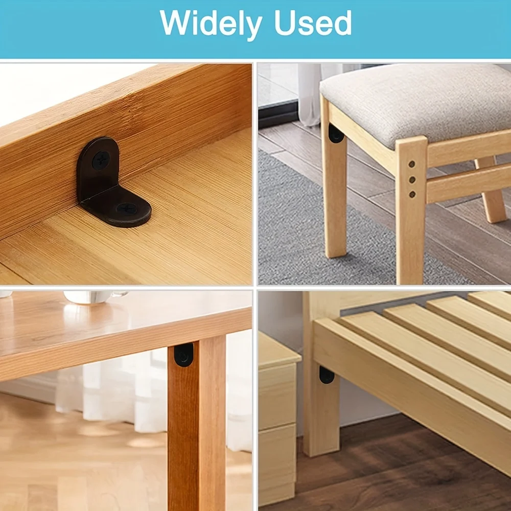 Angled Furniture Hardware 36pcs/Box Black L-shaped Right Angle Support Accessories with Screws Heavy Duty Connection Angle Connector Wardrobe Fixed