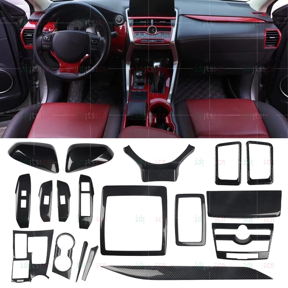 

Car Interior Carbon Fiber Full Set Sticker For Lexus AZ10 NX 2014-2021 Accessories Sticker Gear Shift Panel Cover Interior Trim