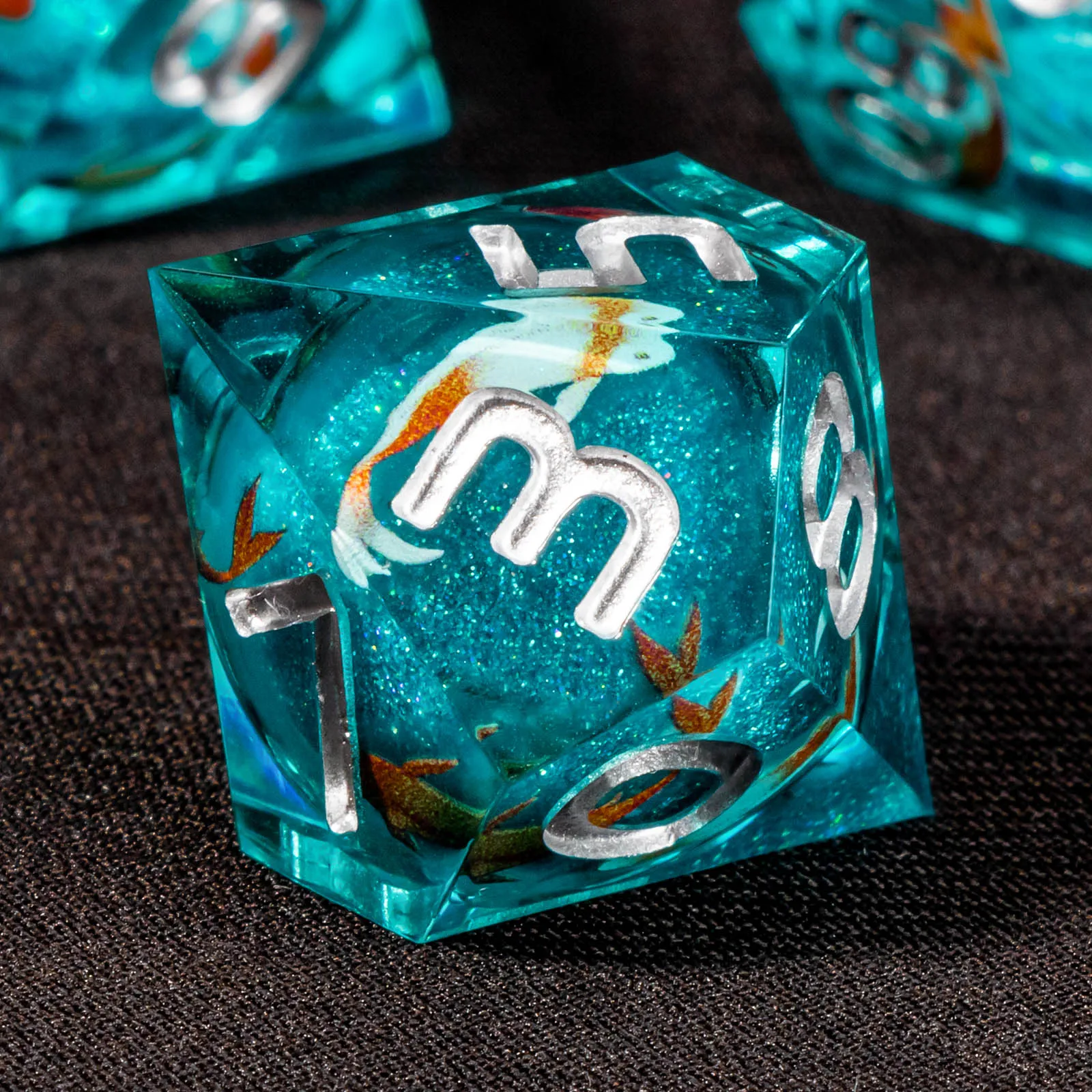 DND 주사위 세트 D&D, 액체 코어 날카로운 모서리 주사위 세트 던전 앤 드래곤, 롤플레잉 게임용 RPG 다면체 레진 주사위 세트