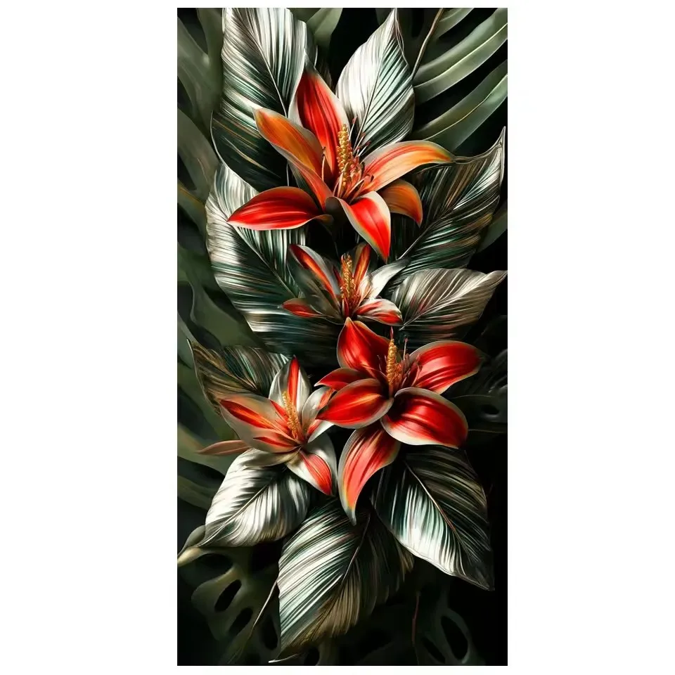 ファンタジーのダイヤモンド絵画,大きなサイズ,青と金の花,正方形と