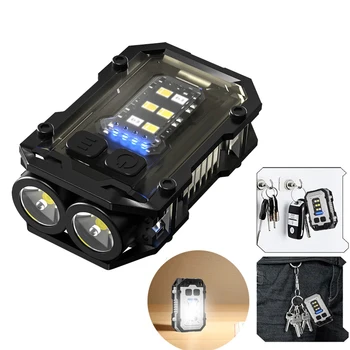 CORKILUX EDC 소형 LED 키체인 손전등, C 타입 USB 충전, 마그네틱 작업 플래시 라이트, 토치 낚시 캠핑 랜턴