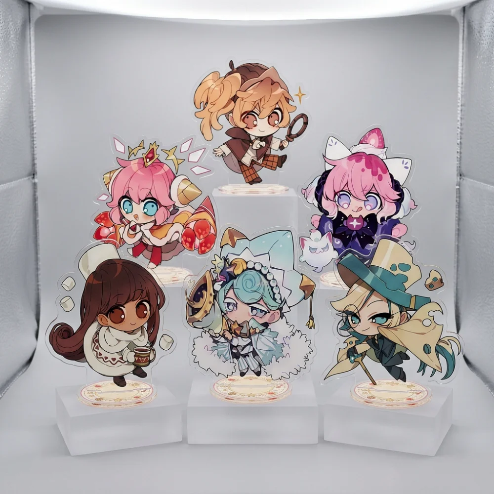 Cookie Run Kingdom Themed 10CM Acrylic Standees & Keyring - Black Pearl, Milk Shadow, Pure Vanilla Mystic Flour Desktop Ornaments Gift
