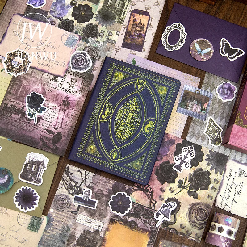 

JIANWU 185 шт./набор, средневековая серия, виниловый декор, Подарочная коробка, креативный DIY Журнал, коллаж, канцелярские принадлежности