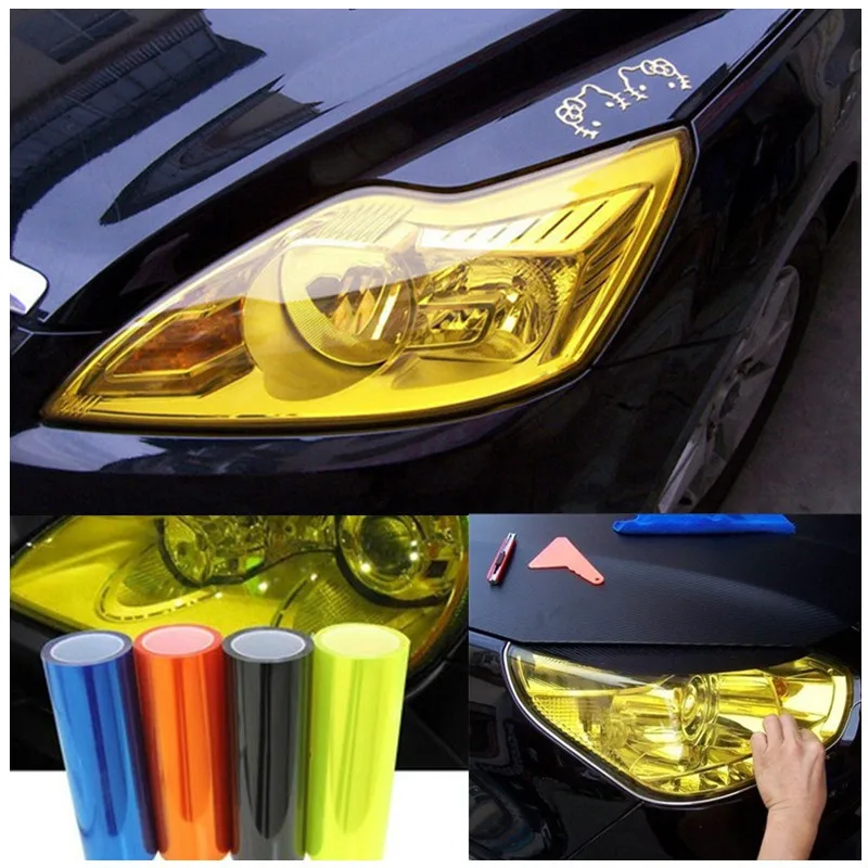 Película de PVC para Faro de coche, pegatina para lámpara antiniebla, moldura de papel de aluminio, autoadhesiva, accesorios para coche