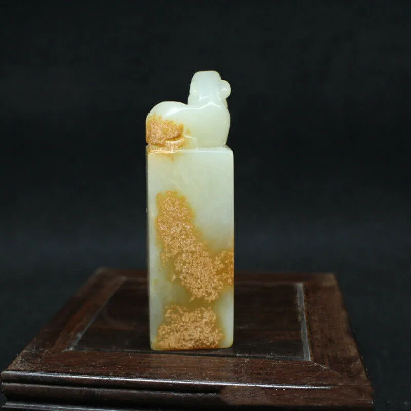 

Antiques Jade Seal Chinese Jade Carved Home Decoration Seal Ornaments Collect