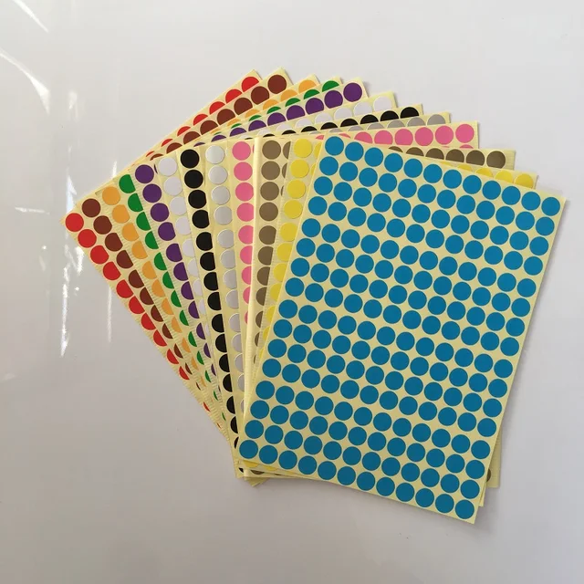 Round Colored Dot Stickers 19mm Labels Circle 3/4 Inch Marking Craft Dots