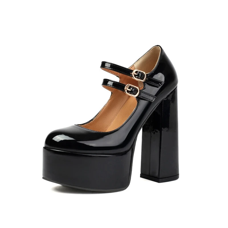 SIMLOVEYO 2024 Janes Women Pumps Shoes 14cm Thick Block Heel 5cm