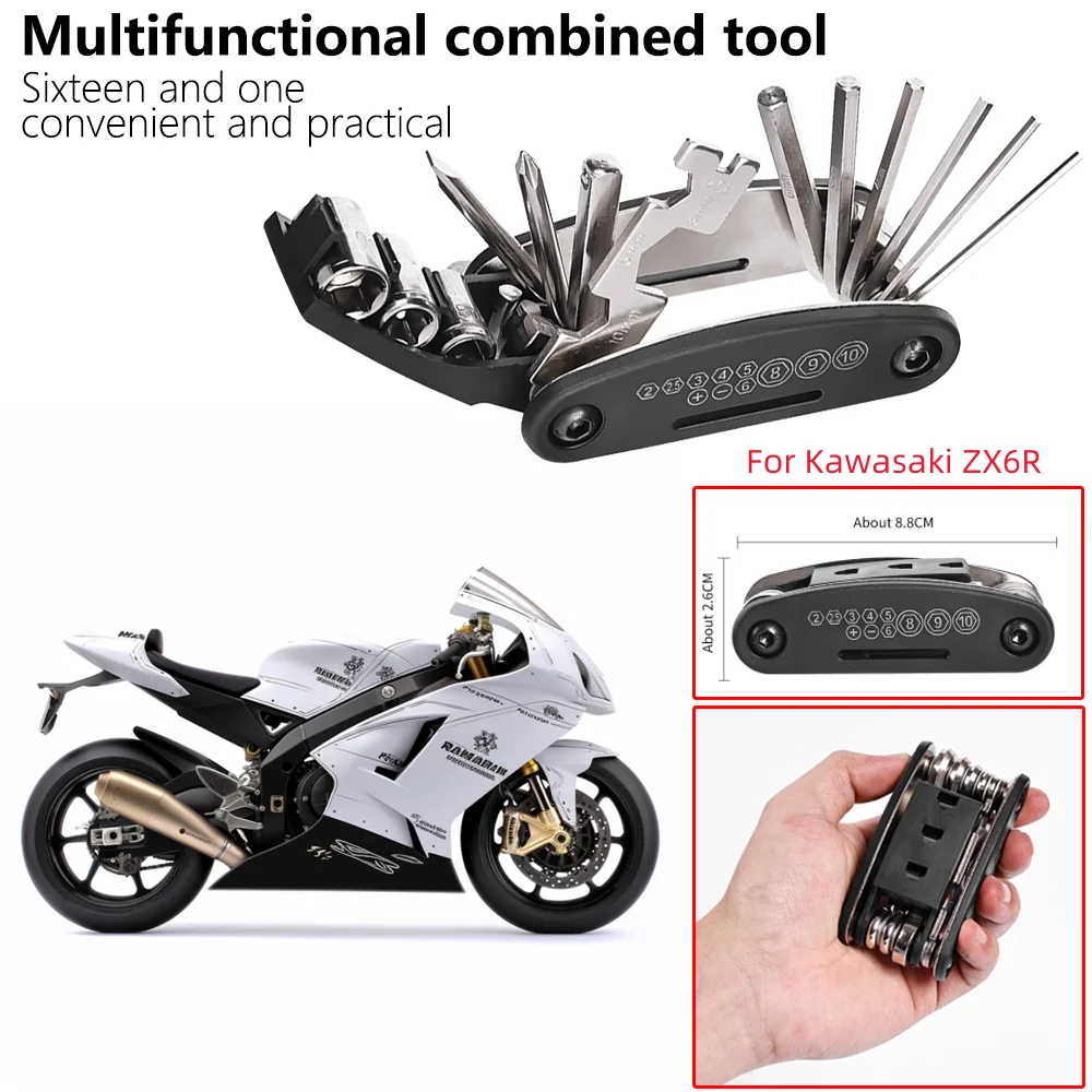 

Подходит для Kawasaki Ninja ZX6R ZX-6R ZX 6R 2009-2022 ЧПУ многофункциональный инструмент отвертка инструменты для ремонта мотоцикла велосипеда аксессуары