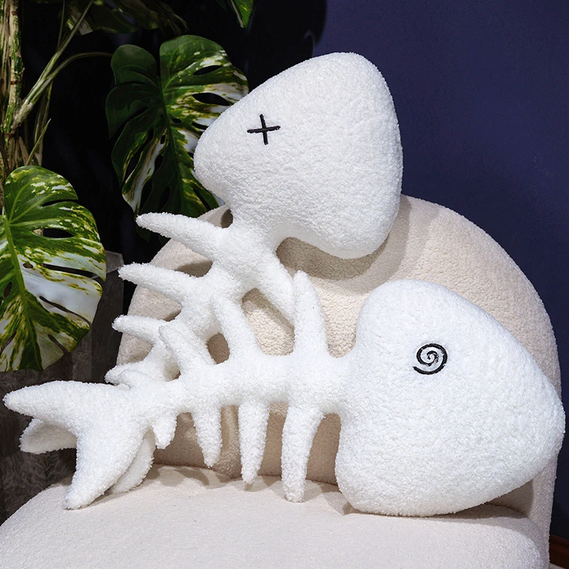Hot 2026 New Fish Bone Plush Toy Living Room Creative Sofa Cushion Comfort Sleeping Pillow Diy Doll Send Children Birthday Gift