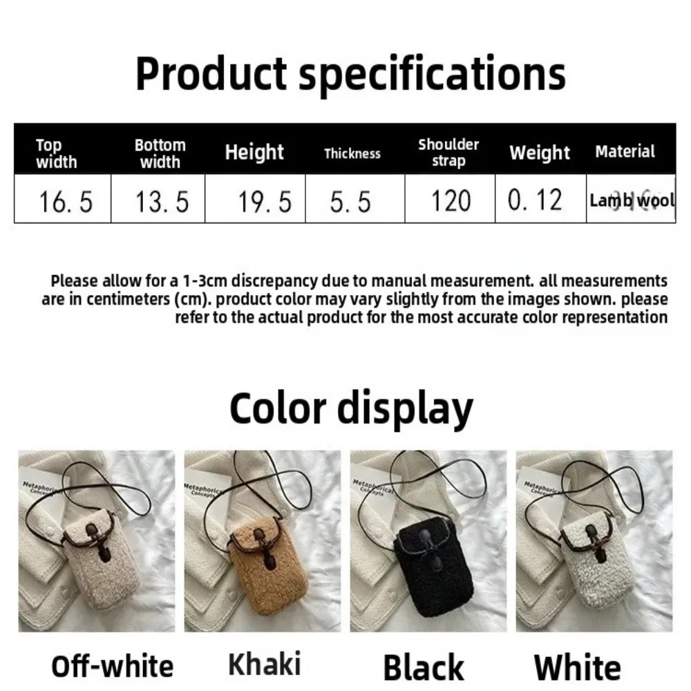 Fashion Winter Lambswool Phone Bag Faux Fur Portable Shoulder Bags Sweet Lovely Square Purse Crossbody Bag