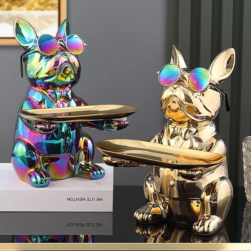 

Ceramic Dog Figurine Luxury Room Decor Piggy Bank French Bulldog Statue Sculpture Table Ornaments Home Interior Decoration Items