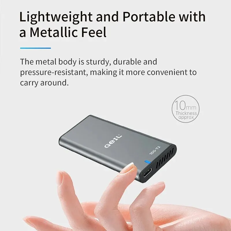 GeIL M.2 NVMe 모바일 SSD 인클로저, 나사 없는 USB 3.2 Gen 2 인터페이스, C타입 세트, 2230, 2242, 2260/2280 스토리지 박스용, 10Gbps