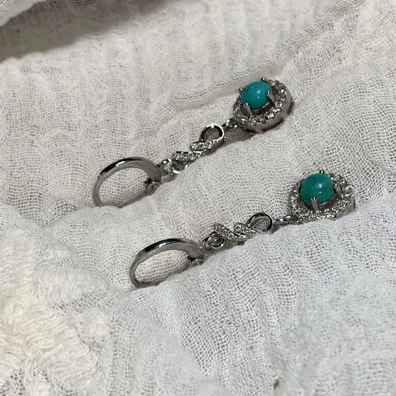 Retro Natural Turquoise earrings Stud earring For Women CUTE Gift Fine Jewelry