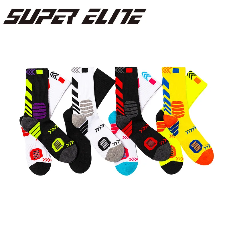 [2 pairs] Men's elite basketball socks,In tube socks sweat-absorbing breathable anti-slip sports socks