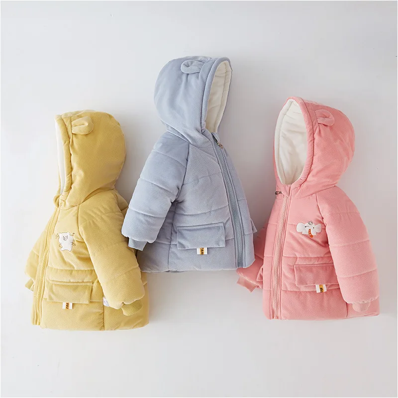 

Plush Thickened Children Down Cotton Jacket Boys Girls Winter Hooded Cotton-padded Thicken Warm Coat Long Toddler Kids Outerwear