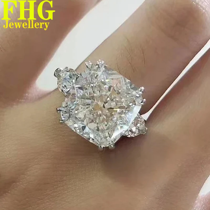 

6 7 8 9 10 Carat Solid Au585 14K White Gold Ring DVVS1 Moissanite Diamonds Square Radiant shape Ring Wedding Party Engagement