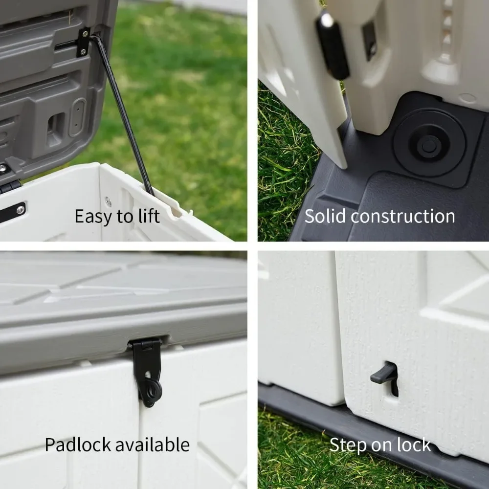 Resin Outdoor Storage Shed, 38 Cu.ft Outdoor Storage Box Waterproof for Garden Tools, Patio Furniture, Trash Cans, Tool Cabinet 5