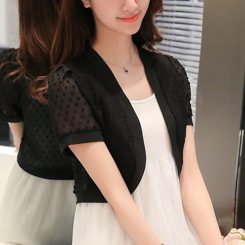 New2024 Women Bolero Summer White Black Short Sleeve Shrugs Lace Bolero Bridal Cape Evening Formal Party  Cape Shawls and Wraps