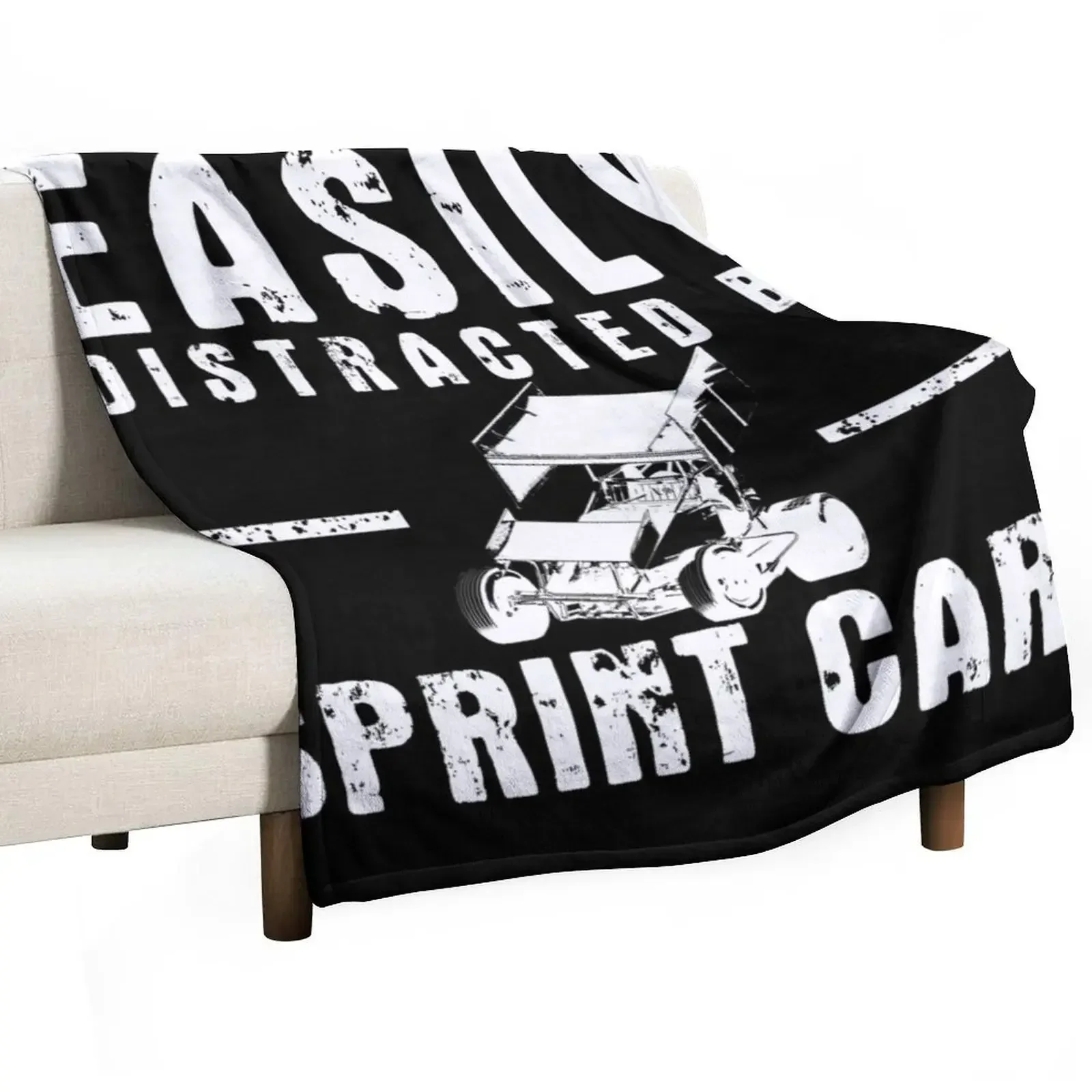 

Easily Distracted By Sprint Cars v2 (White) Throw Blanket Thins blankets ands Blankets For Bed Blankets