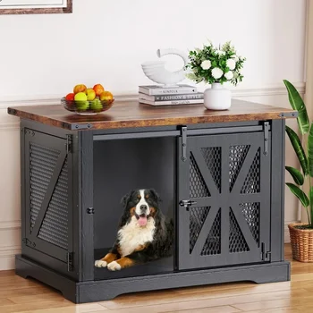 Dogs Crate Furniture, Heavy Duty Large Dogs Crate for Medium Large Dogs, XL Dog Crate Dog Kennel Indoor with Double Doors 1