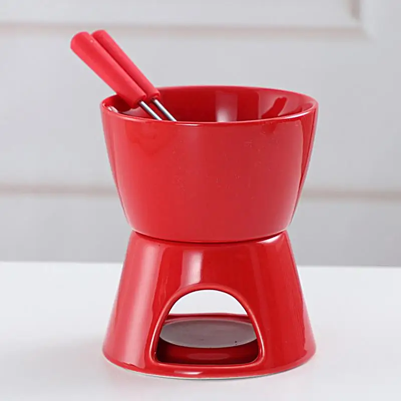 Melting Fondue Cup Ceramic Chocolate Warmer Cup Kit Large Capacity Melt Hot Pot For Picnics Parties Afternoon Teas Beaches