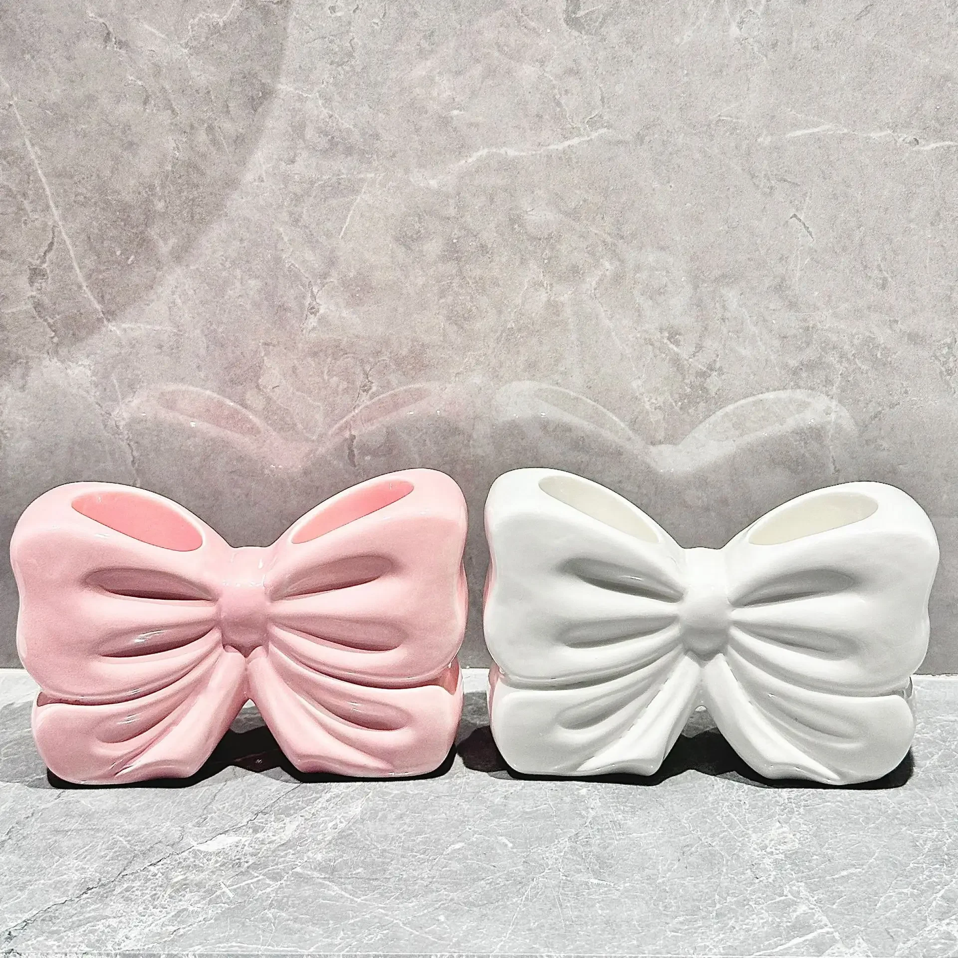 Creative Ceramic Bow Toothbrush Holder Toothpaste Storage Rack Bathroom Accessories