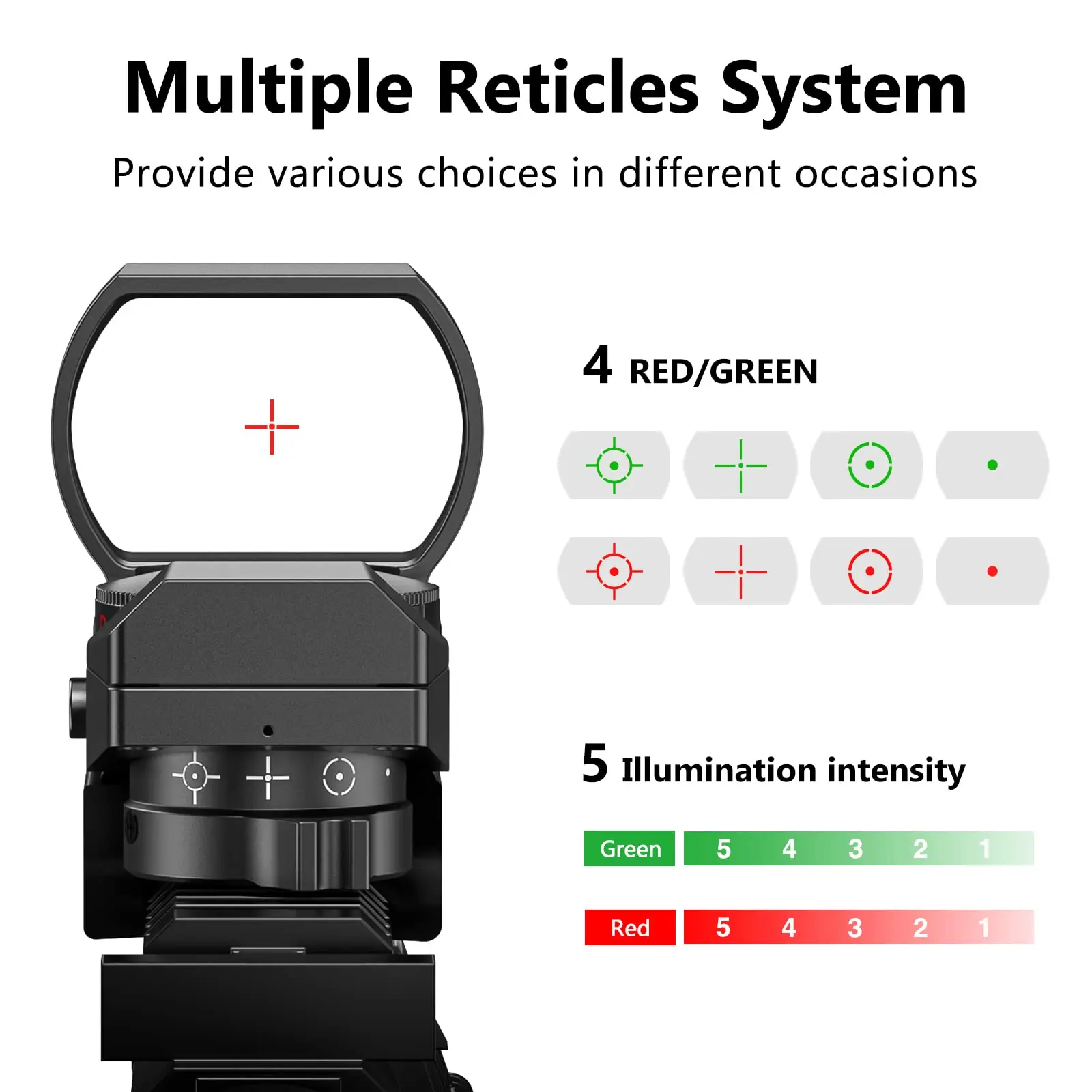 MidTen Riflescope Rifle Hunting Scopes Holographic 1X22X33 Red Green Illuminated Collimator Sight With 20mm Rail