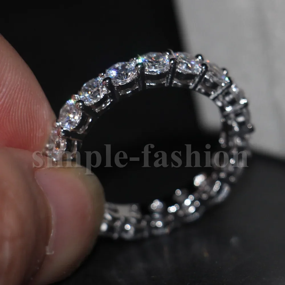 Women Engagement Wedding Ring 925 Sterling Silver AAAAA Zircon Stone Eternity Ring Bands for Women Men