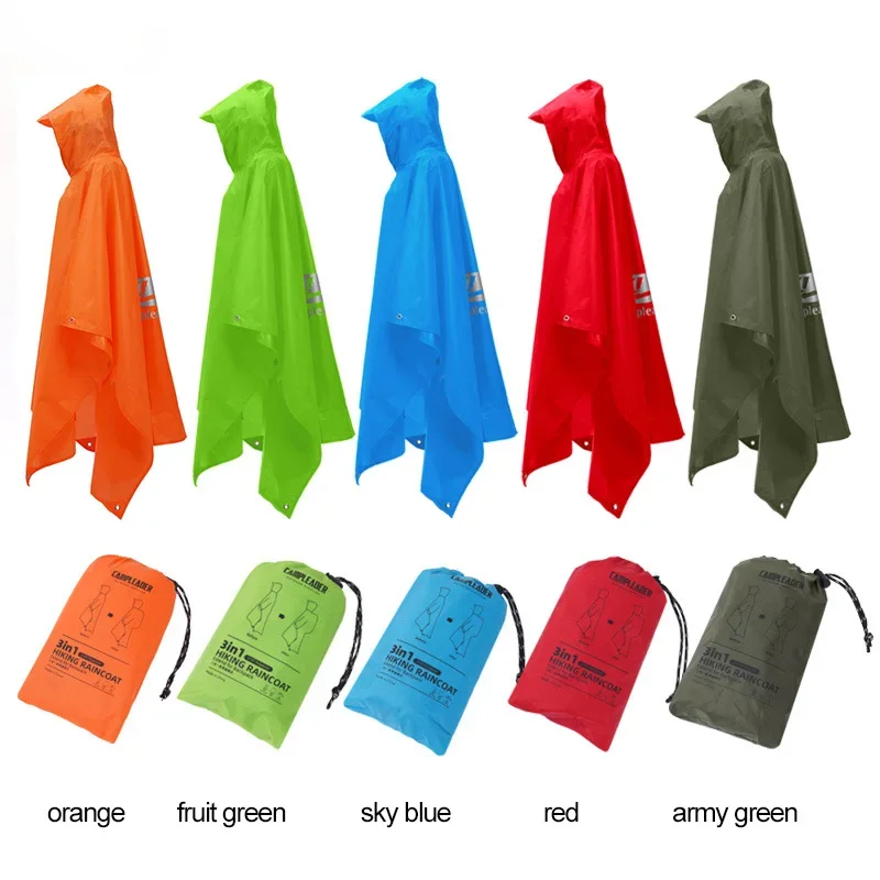 3 In 1 Outdoor Raincoat Hooded Sleeve Long Waterproof Rain Poncho Motorcycle Rain Cover Camping Hiking Travel Rainwear Tent raincoat poncho
